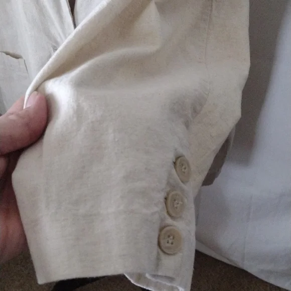 AVENUE WOMEN OVERSIZED DOUBLE BREASTED BLAZER LINEN BLEND - Picture 4 of 11